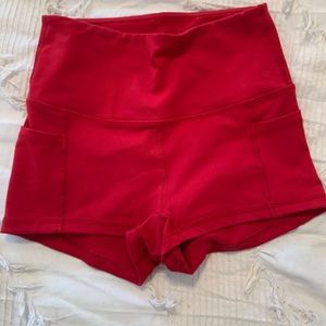 Red buff bunny shorts with pocket